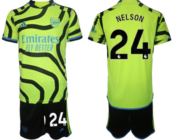 Arsenal Reiss Nelson #24 Uitshirt 2023-24 Mensen Korte Mouw (+ Korte broeken) Voetbalshirts
