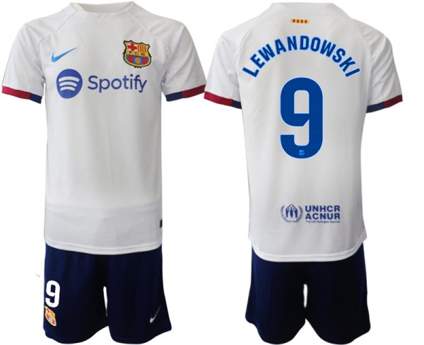 Barcelona Robert Lewandowski #9 Uitshirt 2023-24 Mensen Korte Mouw (+ Korte broeken) Voetbalshirts