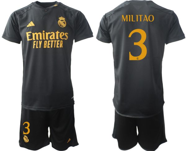 Real Madrid Eder Militao #3 Derde Shirt 2023-24 Mensen Korte Mouw (+ Korte broeken) Voetbalshirts