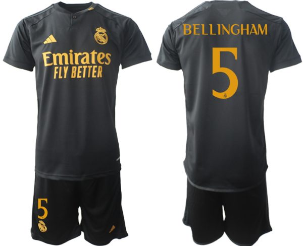 Real Madrid Jude Bellingham #5 Derde Shirt 2023-24 Mensen Korte Mouw (+ Korte broeken) Voetbalshirts