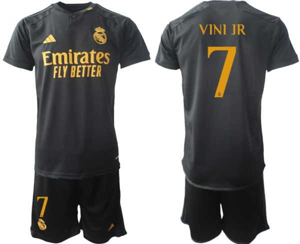 Real Madrid Vinicius Junior #7 Derde Shirt 2023-24 Mensen Korte Mouw (+ Korte broeken) Voetbalshirts