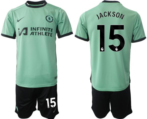 Chelsea Nicolas Jackson #15 Derde Shirt 2023-24 Mensen Korte Mouw (+ Korte broeken) Voetbalshirts