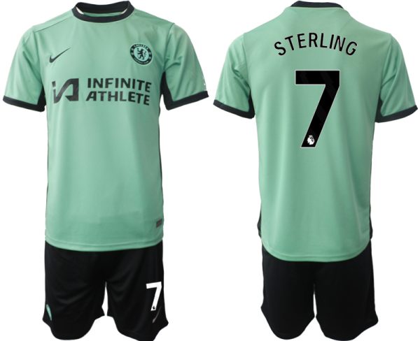 Chelsea Raheem Sterling #7 Derde Shirt 2023-24 Mensen Korte Mouw (+ Korte broeken) Voetbalshirts