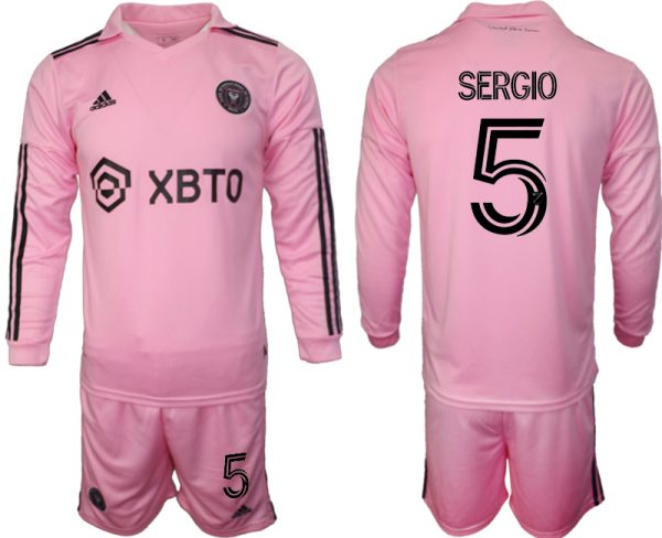 Inter Miami Sergio Busquets #5 Thuisshirt 2023-24 Mensen Lange Mouwen (+ Korte broeken) Voetbalshirts