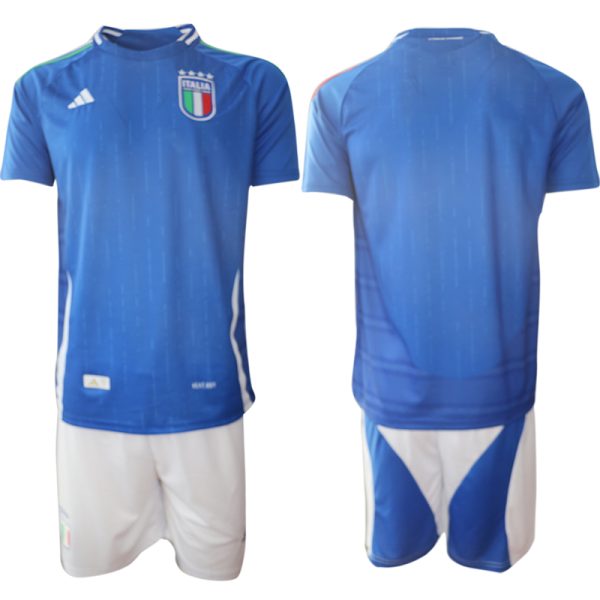Italië Thuisshirt 2024-25 Mensen Korte Mouw (+ Korte broeken) Voetbalshirts
