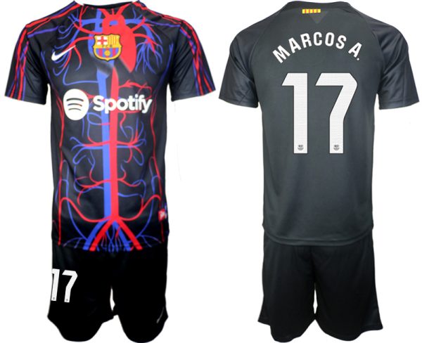 Patta x FC Barcelona Marcos Alonso #17 Shirt 2023-24 Mensen Korte Mouw (+ Korte broeken) Voetbalshirts
