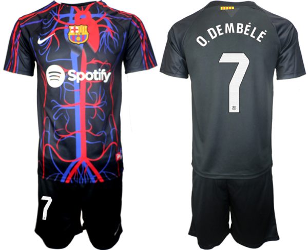 Patta x FC Barcelona Ousmane Dembele #7 Shirt 2023-24 Mensen Korte Mouw (+ Korte broeken) Voetbalshirts