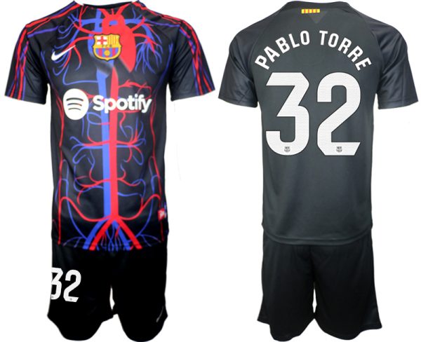 Patta x FC Barcelona Pablo Torre #32 Shirt 2023-24 Mensen Korte Mouw (+ Korte broeken) Voetbalshirts