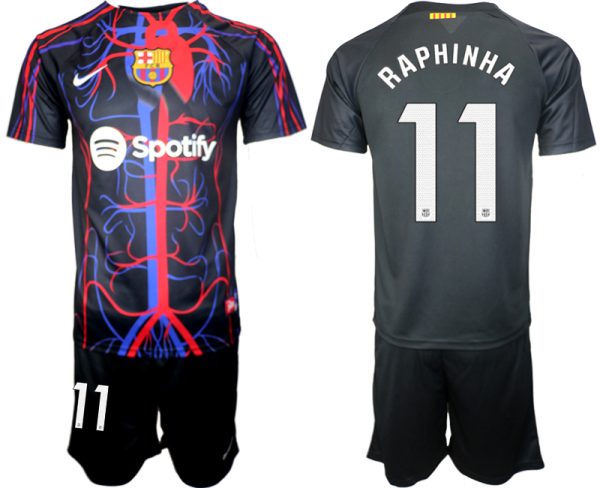 Patta x FC Barcelona Raphinha #11 Shirt 2023-24 Mensen Korte Mouw (+ Korte broeken) Voetbalshirts