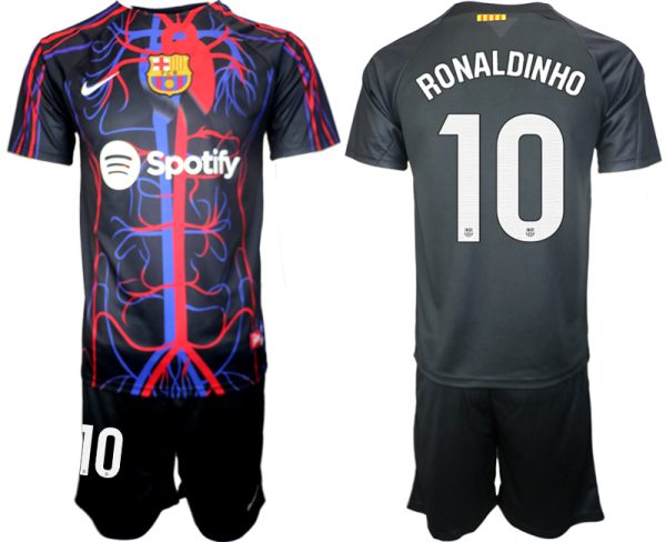 Patta x FC Barcelona Ronaldinho #10 Shirt 2023-24 Mensen Korte Mouw (+ Korte broeken) Voetbalshirts