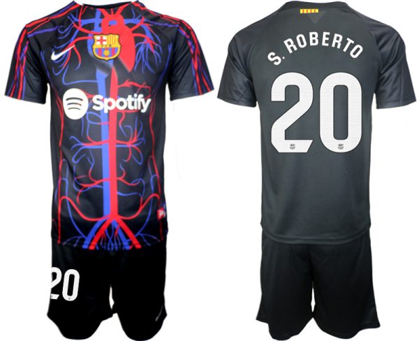 Patta x FC Barcelona Sergi Roberto #20 Shirt 2023-24 Mensen Korte Mouw (+ Korte broeken) Voetbalshirts