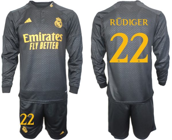 Real Madrid Antonio Rudiger #22 Derde Shirt 2023-24 Mensen Lange Mouwen (+ Korte broeken) Voetbalshirts
