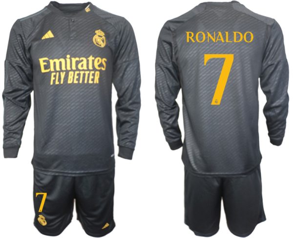 Real Madrid Cristiano Ronaldo #7 Derde Shirt 2023-24 Mensen Lange Mouwen (+ Korte broeken) Voetbalshirts