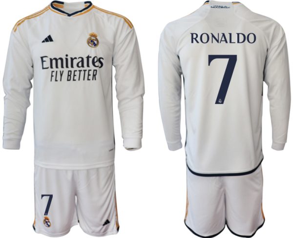 Real Madrid Cristiano Ronaldo #7 Thuisshirt 2023-24 Mensen Lange Mouwen (+ Korte broeken) Voetbalshirts
