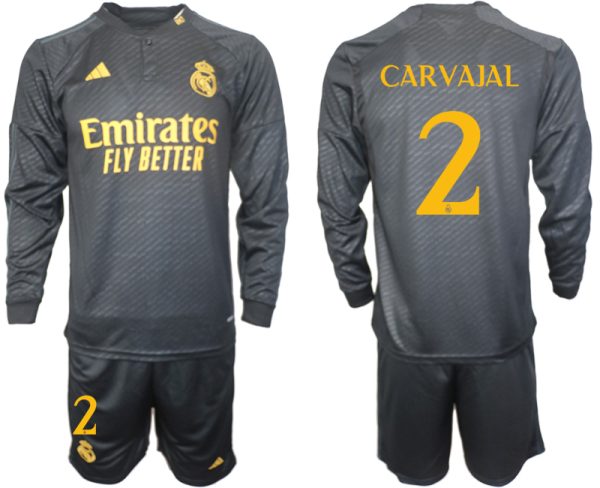 Real Madrid Daniel Carvajal #2 Derde Shirt 2023-24 Mensen Lange Mouwen (+ Korte broeken) Voetbalshirts
