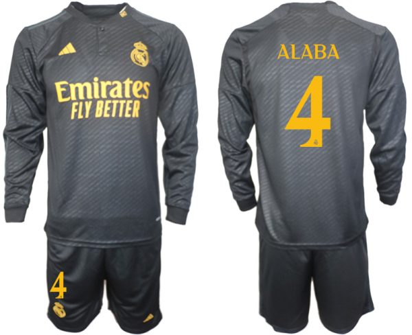 Real Madrid David Alaba #4 Derde Shirt 2023-24 Mensen Lange Mouwen (+ Korte broeken) Voetbalshirts