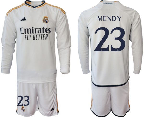 Real Madrid Ferland Mendy #23 Thuisshirt 2023-24 Mensen Lange Mouwen (+ Korte broeken) Voetbalshirts