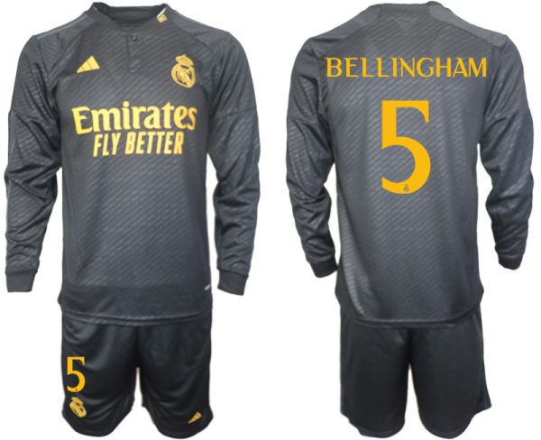 Real Madrid Jude Bellingham #5 Derde Shirt 2023-24 Mensen Lange Mouwen (+ Korte broeken) Voetbalshirts