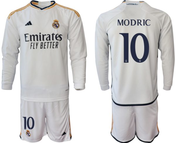 Real Madrid Luka Modric #10 Thuisshirt 2023-24 Mensen Lange Mouwen (+ Korte broeken) Voetbalshirts