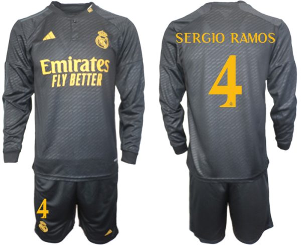 Real Madrid Sergio Ramos #4 Derde Shirt 2023-24 Mensen Lange Mouwen (+ Korte broeken) Voetbalshirts