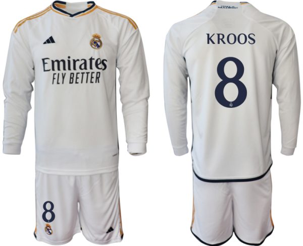 Real Madrid Toni Kroos #8 Thuisshirt 2023-24 Mensen Lange Mouwen (+ Korte broeken) Voetbalshirts