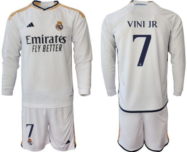 Real Madrid Vinicius Junior #7 Thuisshirt 2023-24 Mensen Lange Mouwen (+ Korte broeken) Voetbalshirts