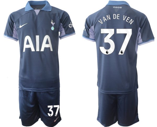 Tottenham Hotspur Micky van de Ven #37 Uitshirt 2023-24 Mensen Korte Mouw (+ Korte broeken) Voetbalshirts