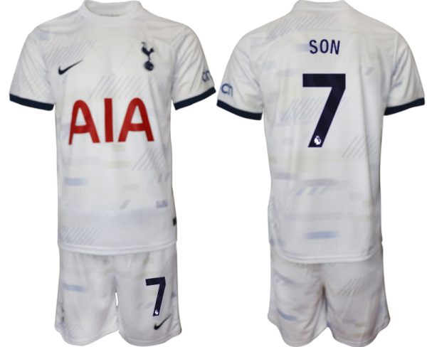 Tottenham Hotspur Son Heung-min #7 Thuisshirt 2023-24 Mensen Korte Mouw (+ Korte broeken) Voetbalshirts