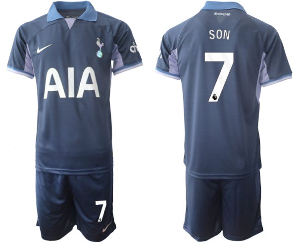 Tottenham Hotspur Son Heung-min #7 Uitshirt 2023-24 Mensen Korte Mouw (+ Korte broeken) Voetbalshirts
